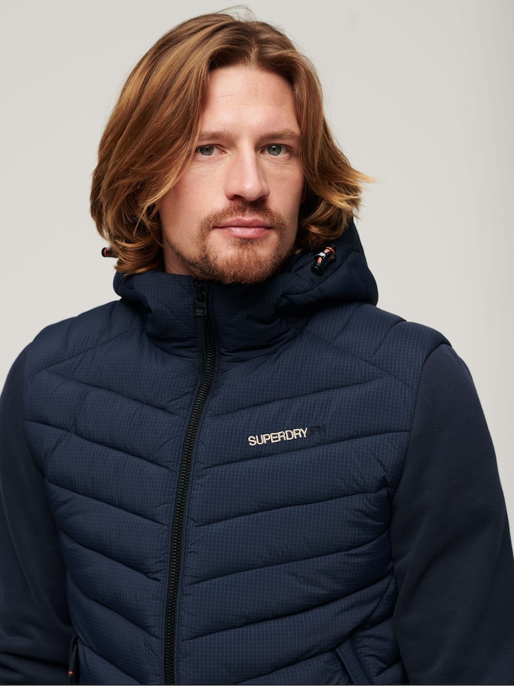 Superdry Blue Hooded Storm Hybrid Padded Jacket - Image 4 of 4