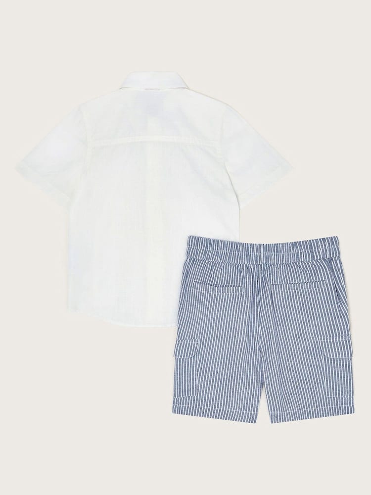 Monsoon Blue 3 Piece Smart 100% Cotton Set in Linen Blend - Image 2 of 3