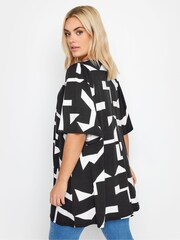 Yours Curve Black Abstract Print Angel Sleeve Top - Image 3 of 4