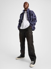 Converse Purple Wordmark Full Zip Sherpa Jacket - Image 2 of 4