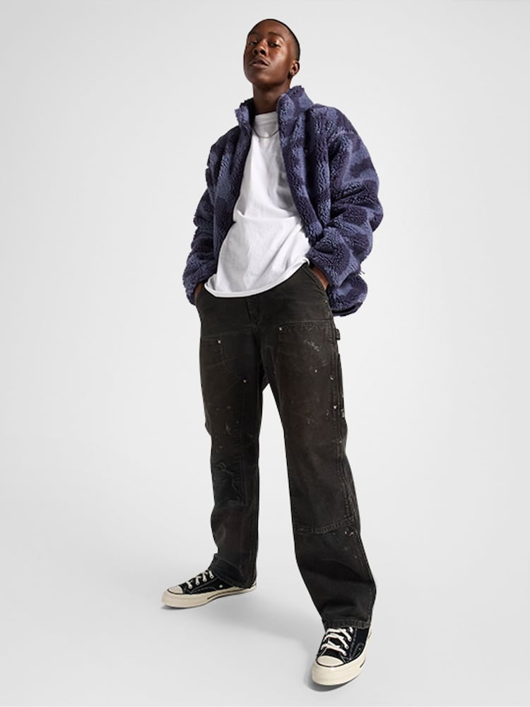 Converse Purple Wordmark Full Zip Sherpa Jacket - Image 2 of 4