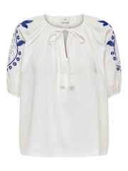 JDY 100% Cotton Embroidered Puff Sleeve Cheesecloth Blouse - Bild 2 von 4