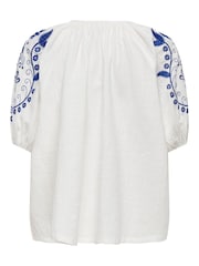 JDY 100% Cotton Embroidered Puff Sleeve Cheesecloth Blouse - Bild 4 von 4