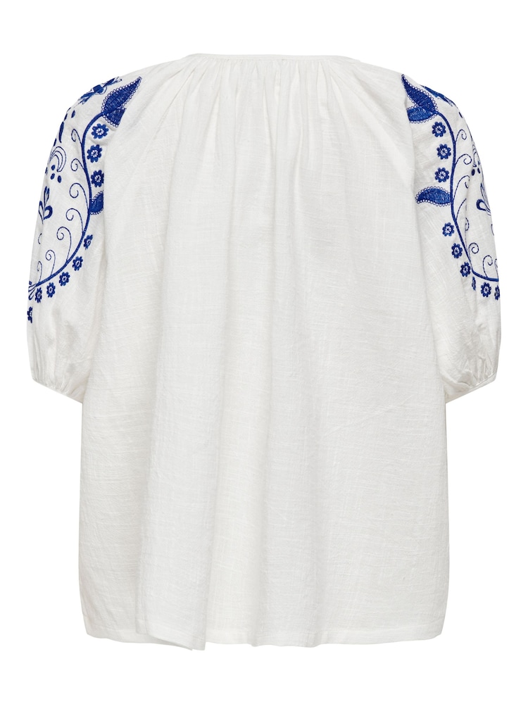 JDY 100% Cotton Embroidered Puff Sleeve Cheesecloth Blouse - Bild 4 von 4 JDY 100% Cotton Embroidered Puff Sleeve Cheesecloth Blouse - Bild 4 von 4