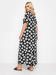 Yours Curve Black Short Sleeve Pleated Front Maxi Dress - Image 3 of 5