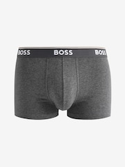BOSS Grey Logo Waistband  Stretch Cotton Trunks 3 Pack - Image 3 of 4