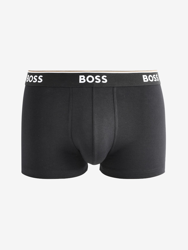 BOSS Grey Logo Waistband  Stretch Cotton Trunks 3 Pack - Image 4 of 4