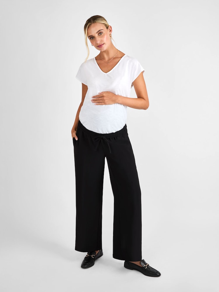 Buy JoJo Maman Bébé Black Wide Leg Maternity Trousers from the