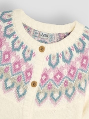 JoJo Maman Bébé Cream Fair Isle Pattern Cardigan - Image 3 of 3