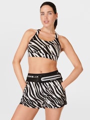 Sweaty Betty Black Waved Zebra Print On Your Marks 4” Running Shorts - Image 2 of 6