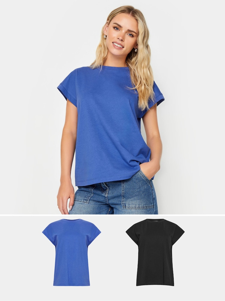 PixieGirl Petite Black Short Sleeve 100% Cotton T-Shirts 2 Pack - Image 1 of 6