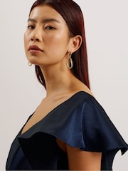 Ted Baker Blue Keomi Waterfall Ruffle Midi Slip Dress - Image 2 of 5