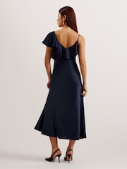 Ted Baker Blue Keomi Waterfall Ruffle Midi Slip Dress - Image 3 of 5