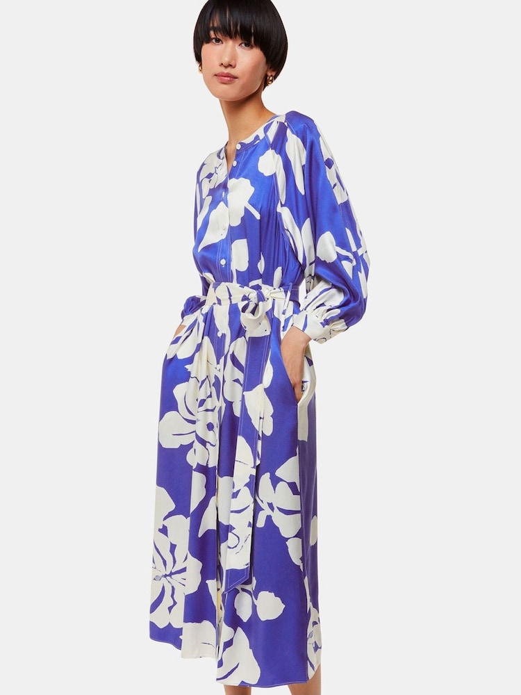 Whistles Blue Hawaiian Print Mabel Dress - Image 1 of 5