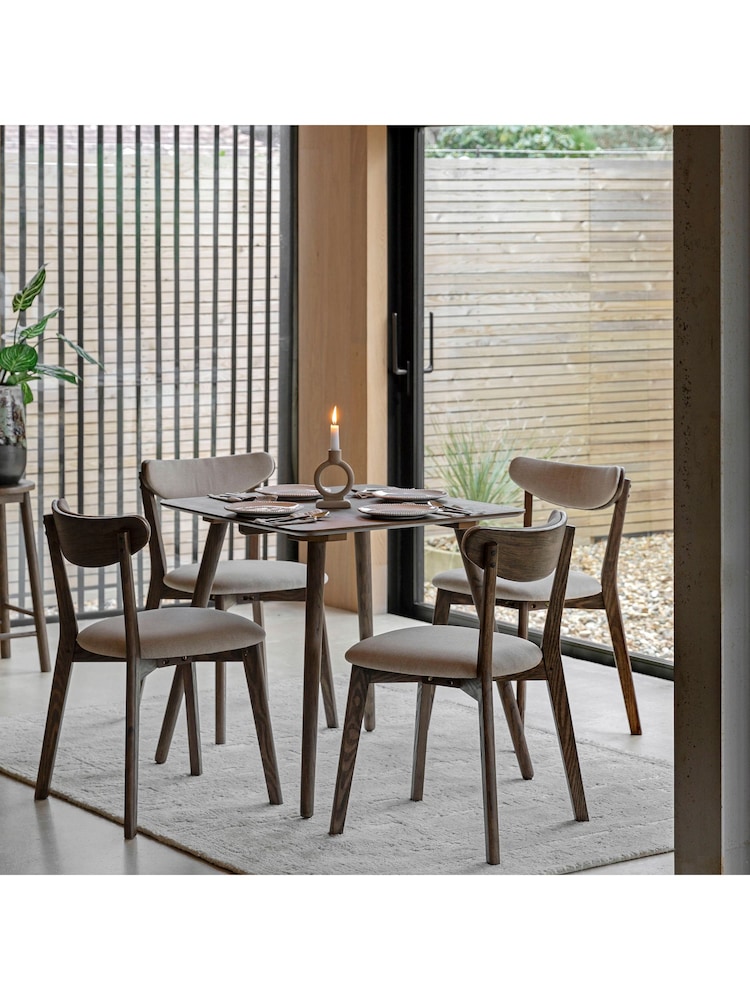 Gallery Home Dark Wood Temara Oak Style 4 Seater Square Dining Table - Image 1 of 5