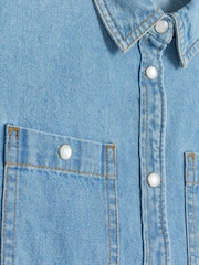 River Island Blue Girls 100% Cotton Denim A Line Dress - Image 3 of 3