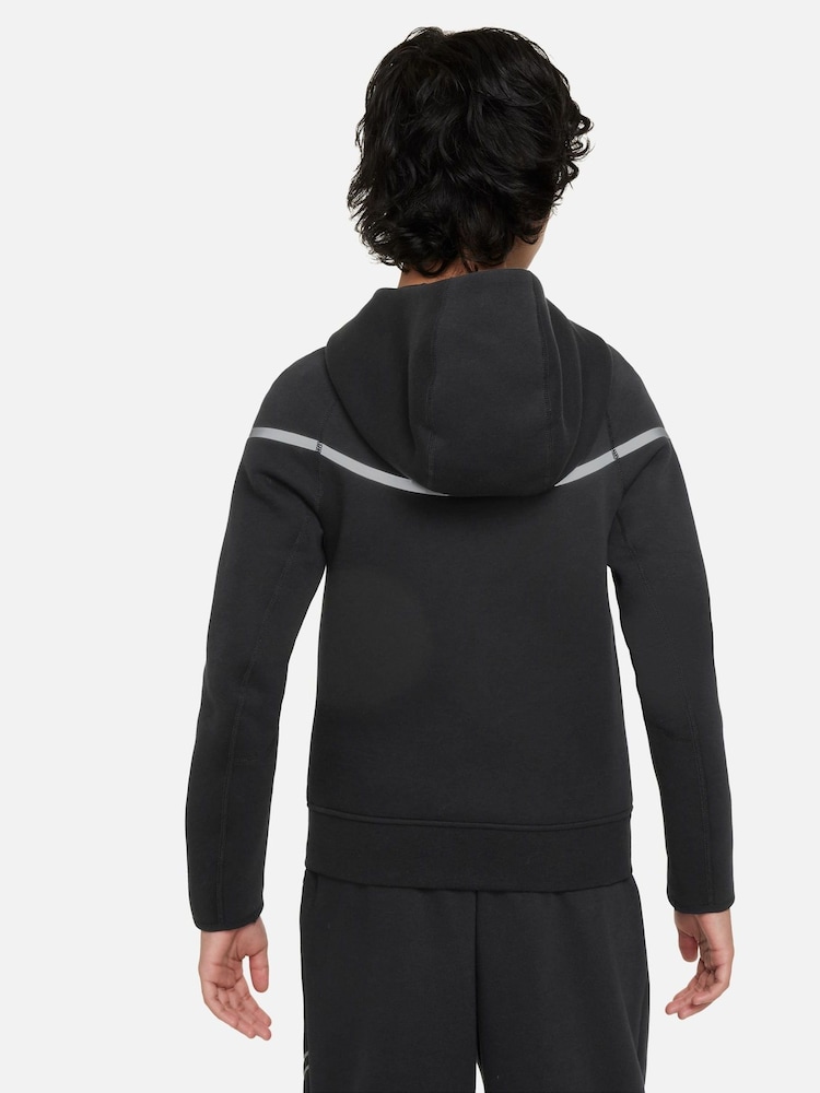 Nike Black Chrome Sportswear Tech Fleece+ Reflective Zip Up Hoodie - Image 2 of 10
