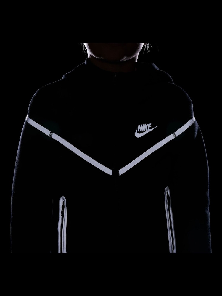 Nike Black Chrome Sportswear Tech Fleece+ Reflective Zip Up Hoodie - Image 3 of 10