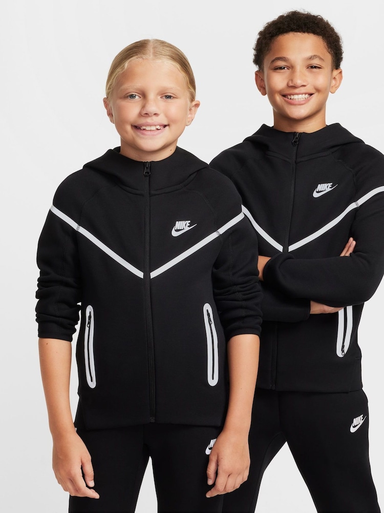 Nike Black Chrome Sportswear Tech Fleece+ Reflective Zip Up Hoodie - Image 7 of 10