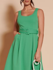 Jolie Moi Green 1950's Inspired Belted Swing Dress - Image 3 of 6