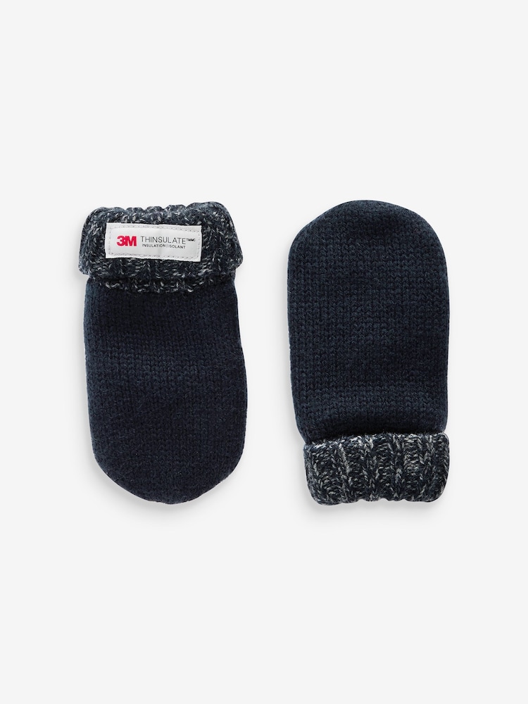 Navy Blue Thinsulate™ Mittens 2 Pack (3mths-6yrs) - Image 2 of 4