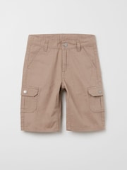 Polarn O. Pyret Brown Organic Cotton Cargo Shorts - Image 1 of 4