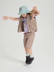 Polarn O. Pyret Brown Organic Cotton Cargo Shorts - Image 4 of 4