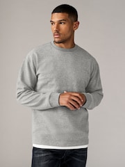 Grey Long Sleeves Brushed Crew T-Shirt - Image 1 of 7