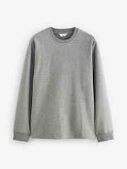 Grey Long Sleeves Brushed Crew T-Shirt - Image 5 of 7