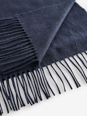 Navy Blue Woven Scarf with Wool - Image 5 of 6