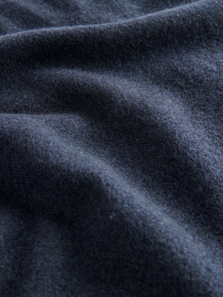 Navy Blue Woven Scarf with Wool - Image 6 of 6