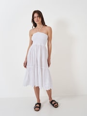 Crew Clothing White 100% Cotton 2-In-1 Beach Dress - Image 3 of 5