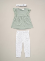 Lily & Jack Green 100% Cotton Top Leggings and Headband Outfit Set 3-Piece - Image 1 of 5