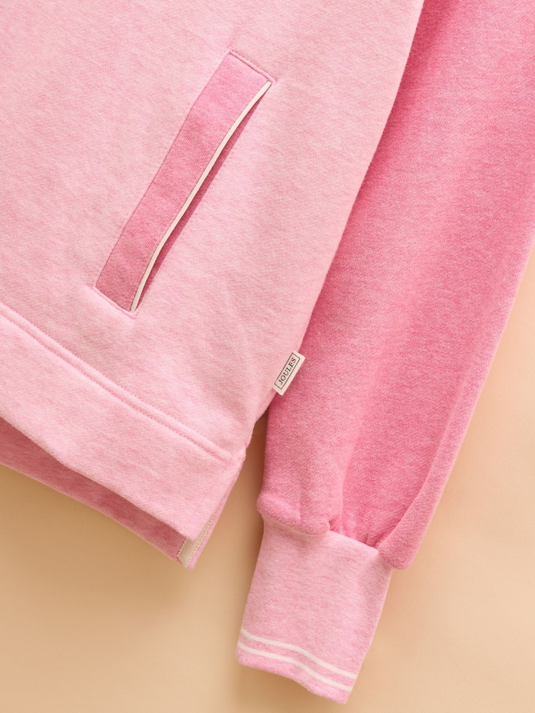 Joules Burnham Pink Cotton Funnel Neck Quarter Zip Sweatshirt - Image 10 of 11
