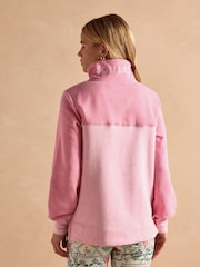 Rosa - Suéter de algodón con cuello alzado y cremallera corta Burnham de Joules - Imagen 2 de 11