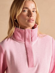 Rosa - Suéter de algodón con cuello alzado y cremallera corta Burnham de Joules - Imagen 3 de 11