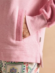 Rosa - Suéter de algodón con cuello alzado y cremallera corta Burnham de Joules - Imagen 5 de 11