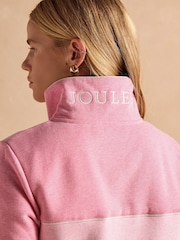 Rosa - Suéter de algodón con cuello alzado y cremallera corta Burnham de Joules - Imagen 6 de 11
