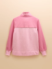 Rosa - Suéter de algodón con cuello alzado y cremallera corta Burnham de Joules - Imagen 8 de 11