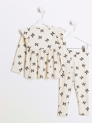 River Island Girls Bows Print Rib Peplum Set - Slika 2 iz 5