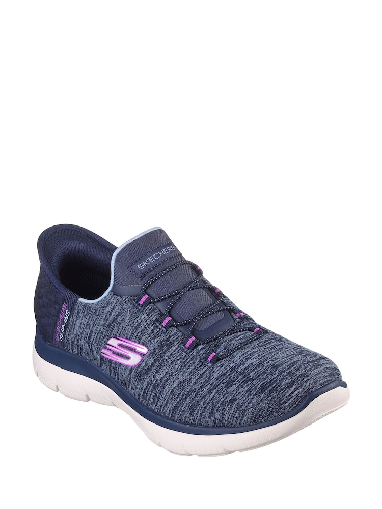 Skechers Blue Pink Womens Slip In Summits Dazzling Haze Trainers - Image 1 of 3