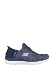 Skechers Blue Pink Womens Slip In Summits Dazzling Haze Trainers - Image 2 of 3