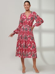 Jolie Moi Pink Rayla Wrap Front Mesh Midi Dress - Image 4 of 6