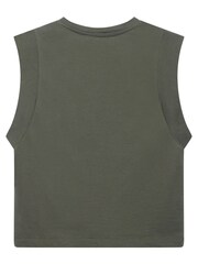 Mint Velvet Khaki Cotton Cropped Utility Tank Top - Image 4 of 4