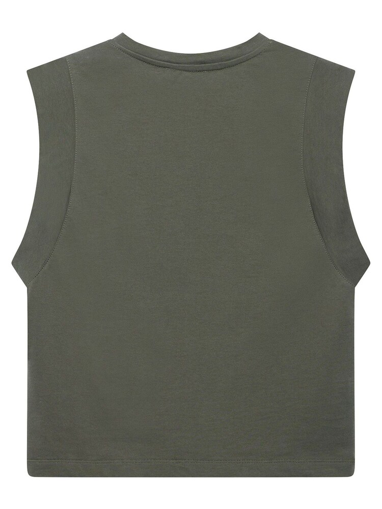 Mint Velvet Khaki Cotton Cropped Utility Tank Top - Image 4 of 4