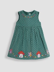 JoJo Maman Bébé Green Fairy & Toadstool Applique Cord Dress - Image 1 of 3