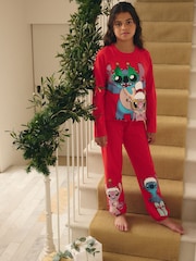Red License Lilo and Stitch Christmas Pyjamas (3-14yrs) - Image 1 of 10
