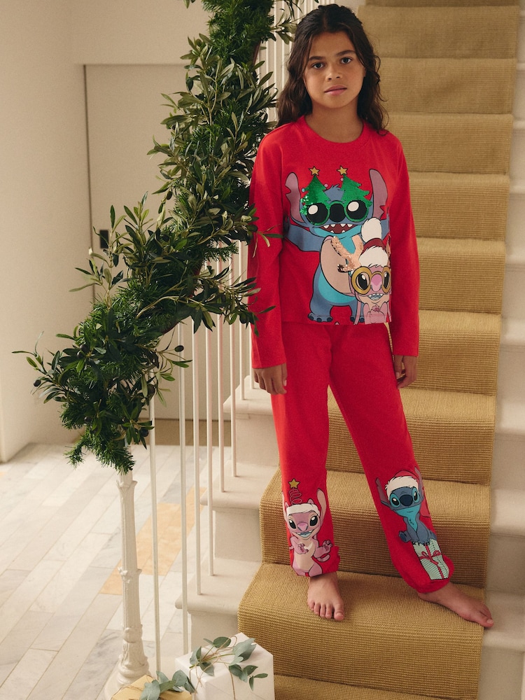 Red License Lilo and Stitch Christmas Pyjamas (3-14yrs) - Image 1 of 10
