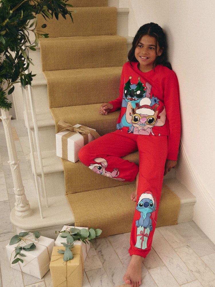 Red License Lilo and Stitch Christmas Pyjamas (3-14yrs) - Image 2 of 10
