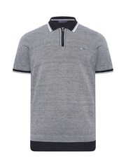 BadRhino Big & Tall Blue Knitted Zip Polo Shirt - Image 2 of 3